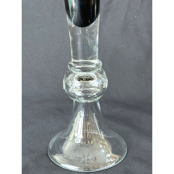 Hand Blown Glass Art Black Vase by Hurricane 15.25" - Picture 2 of 8